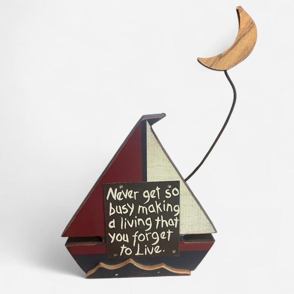 Solid Wood Sailboat Decor Piece
